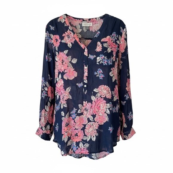 OLD NAVY XXL Navy Hit Pink Floral Cotton Lightweight Tunic R $39 - Picture 2 of 11